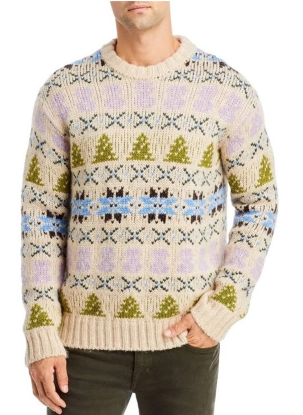 NN07 Stein Holiday Crewneck Sweater Ecru Multi Size Large